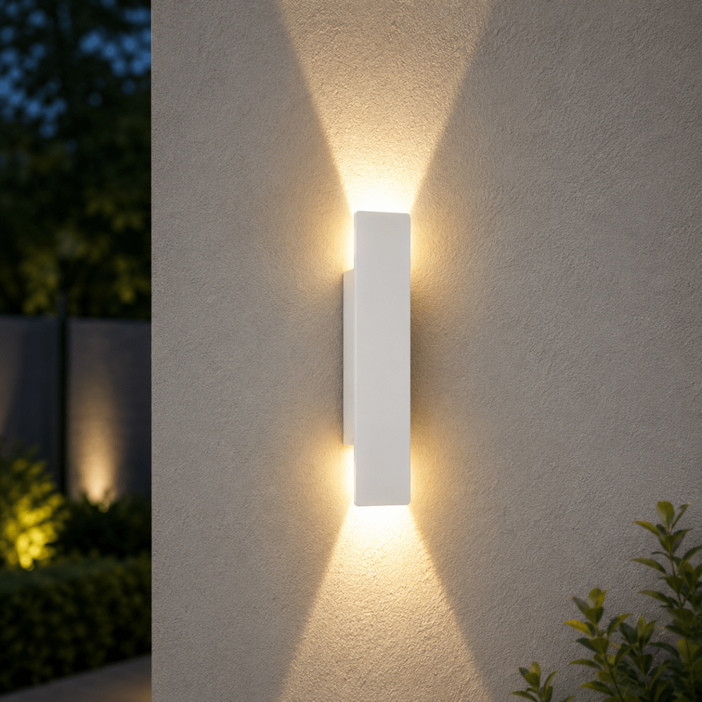 Outdoor Wall Sconce with LED Up and Down Lighting in Modern Rectangular Design - Image 10