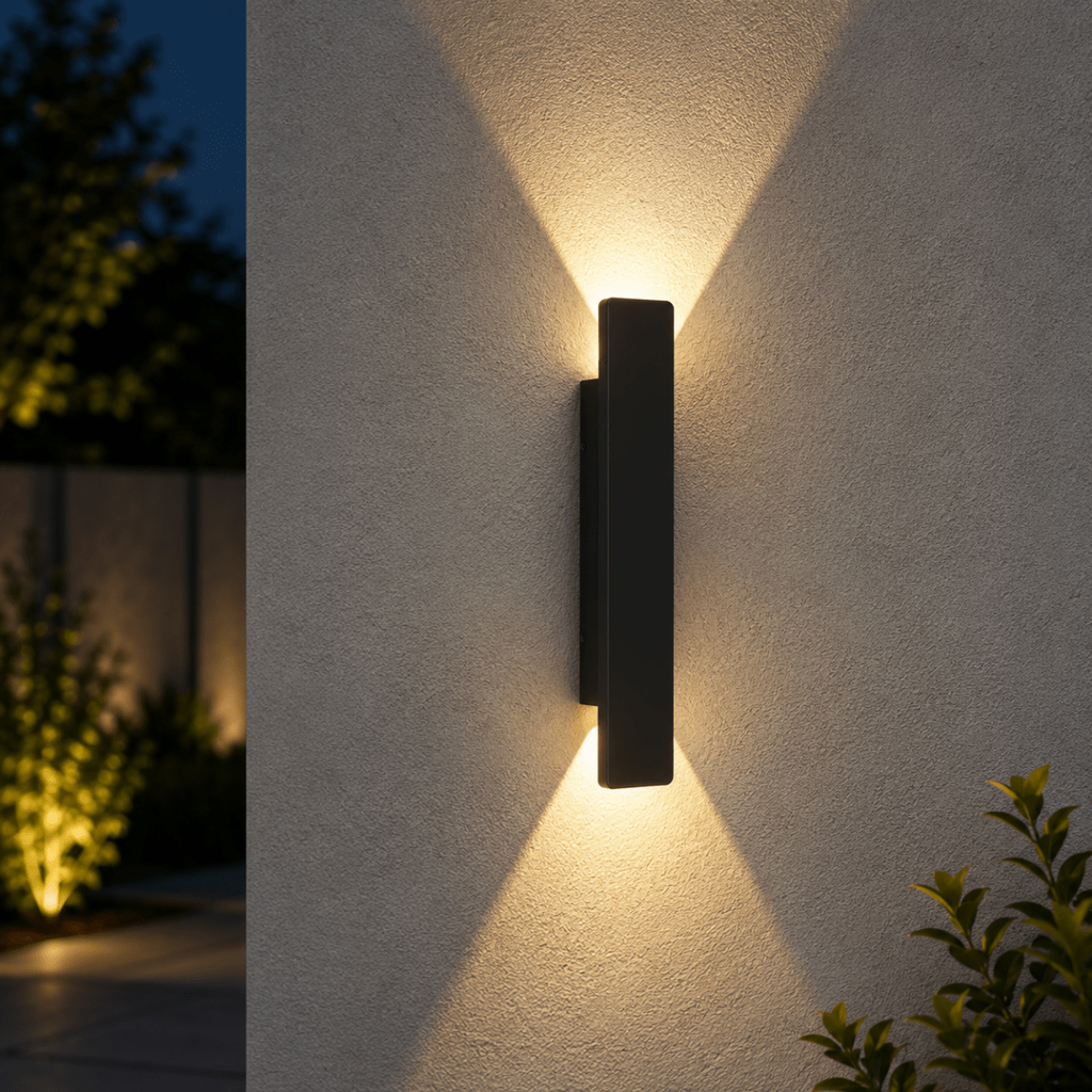 Outdoor Wall Sconce with LED Up and Down Lighting in Modern Rectangular Design - Image 11