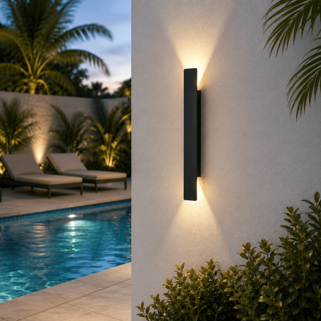 Outdoor Wall Sconce with LED Up and Down Lighting in Modern Rectangular Design - Image 3
