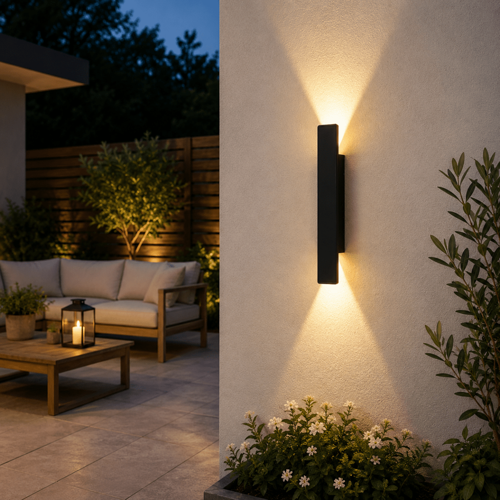 Outdoor Wall Sconce with LED Up and Down Lighting in Modern Rectangular Design - Image 4