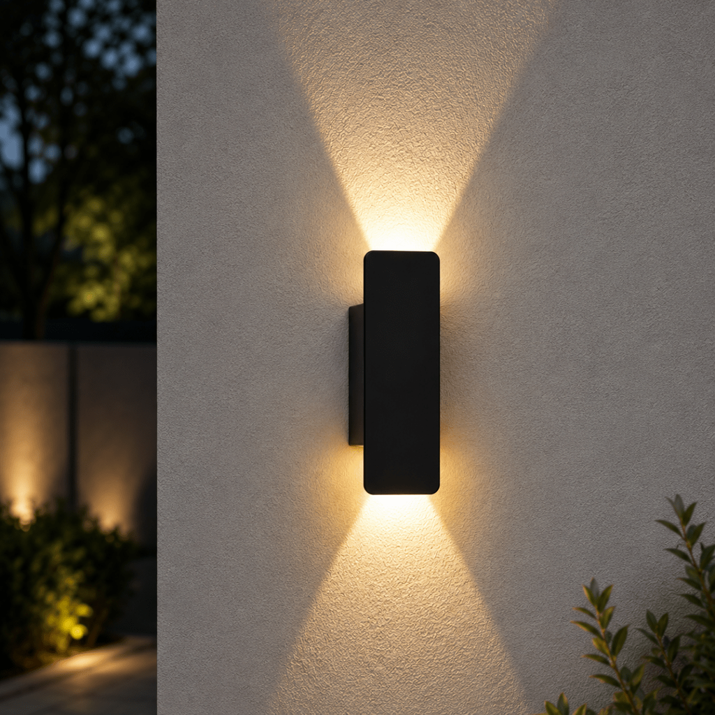 Outdoor Wall Sconce with LED Up and Down Lighting in Modern Rectangular Design - Image 9