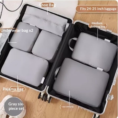 Packing Cubes for Travel with Compression Luggage Organizer Bags and Zippered Pouches - Image 1