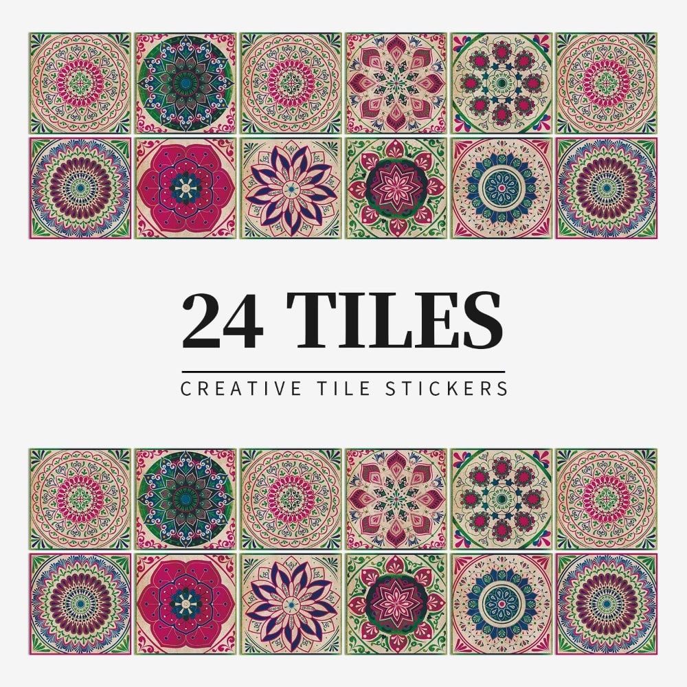 Peel and Stick Tile Backsplash Wall Art Decor Stickers Mandala and Geometric Patterns Pack of 24 - Image 10