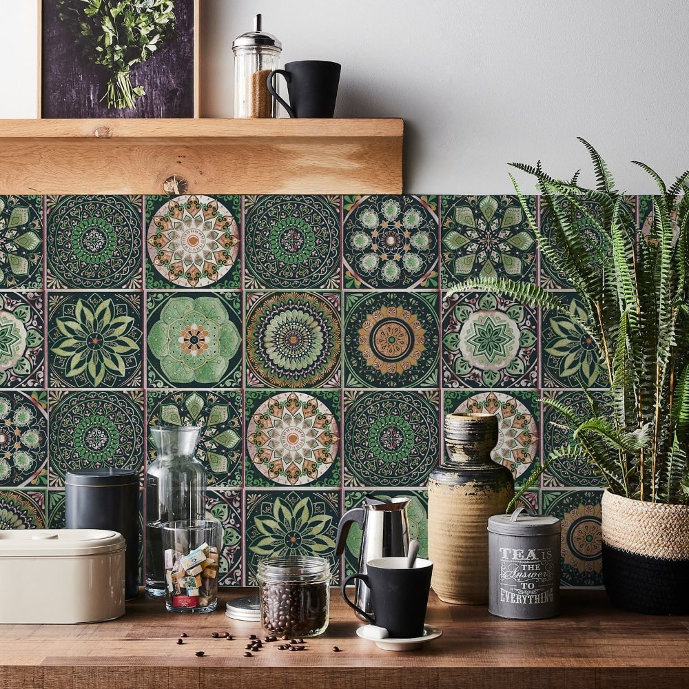 Peel and Stick Tile Backsplash Wall Art Decor Stickers Mandala and Geometric Patterns Pack of 24 - Image 3
