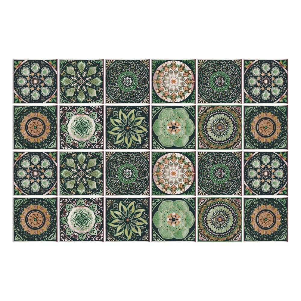 Peel and Stick Tile Backsplash Wall Art Decor Stickers Mandala and Geometric Patterns Pack of 24 - Image 4