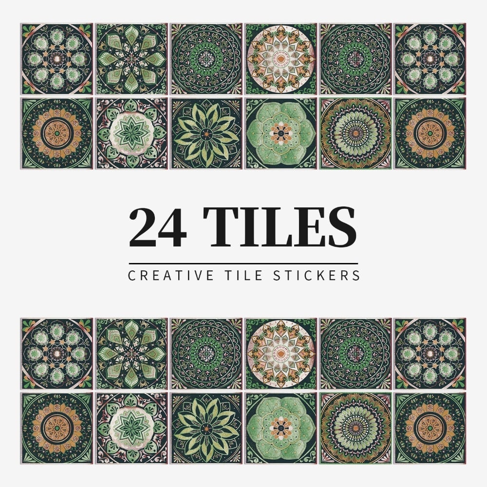 Peel and Stick Tile Backsplash Wall Art Decor Stickers Mandala and Geometric Patterns Pack of 24 - Image 8