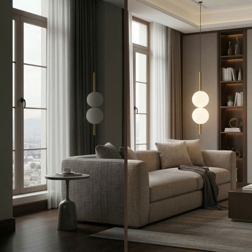 Pendant Light with Frosted Glass Globe and Adjustable Suspension Length - Image 10