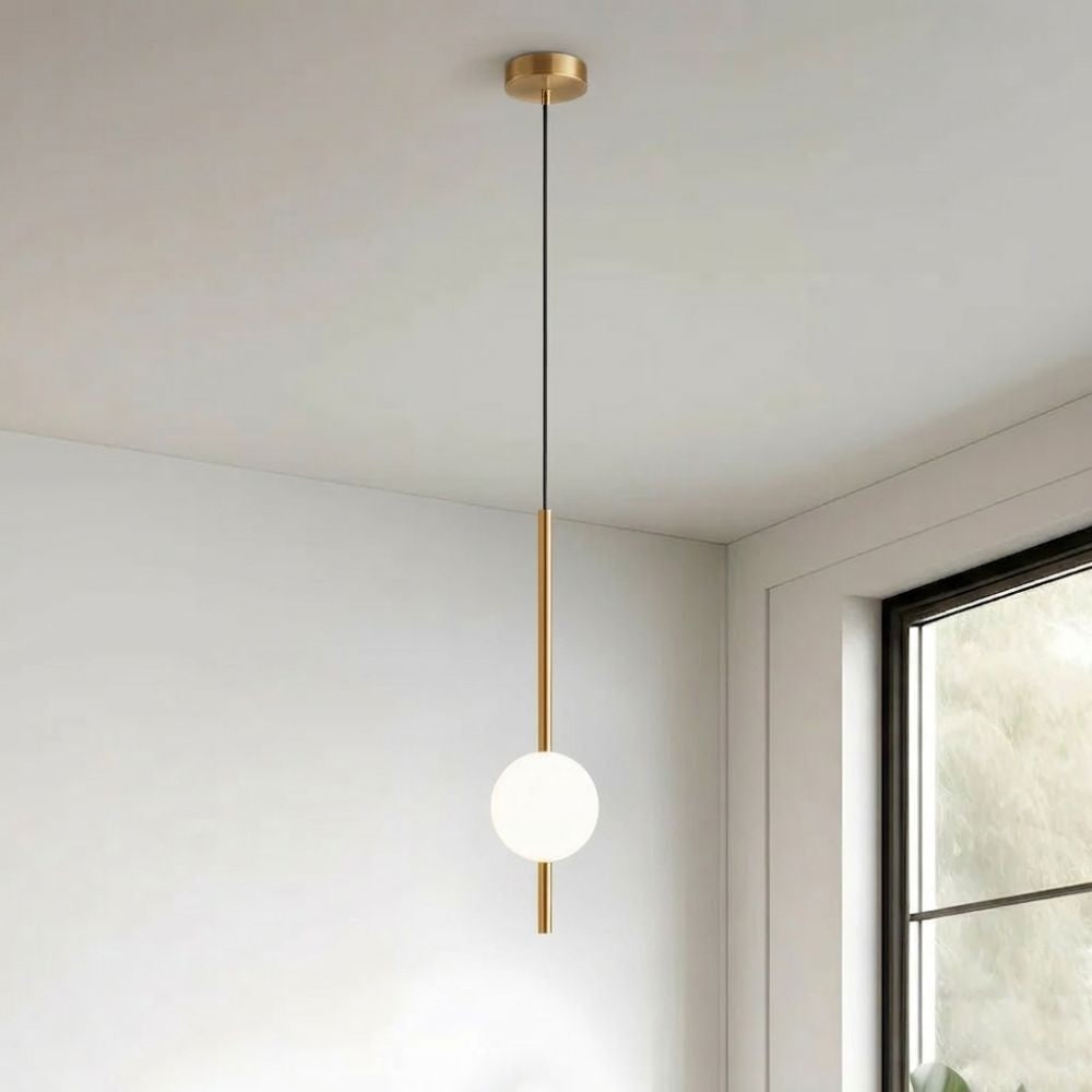 Pendant Light with Frosted Glass Globe and Adjustable Suspension Length - Image 21