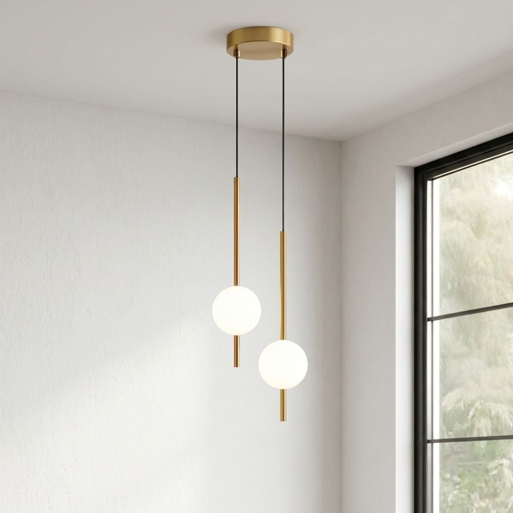 Pendant Light with Frosted Glass Globe and Adjustable Suspension Length - Image 23