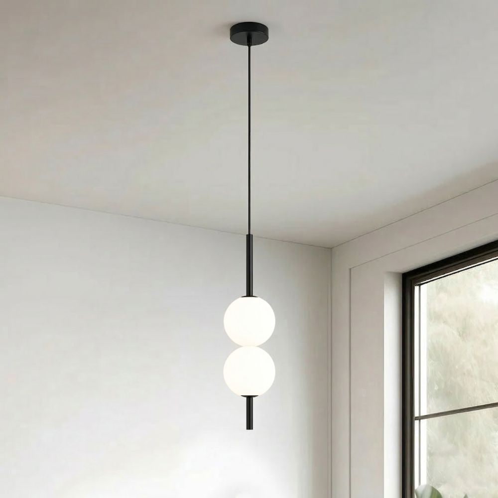 Pendant Light with Frosted Glass Globe and Adjustable Suspension Length - Image 24