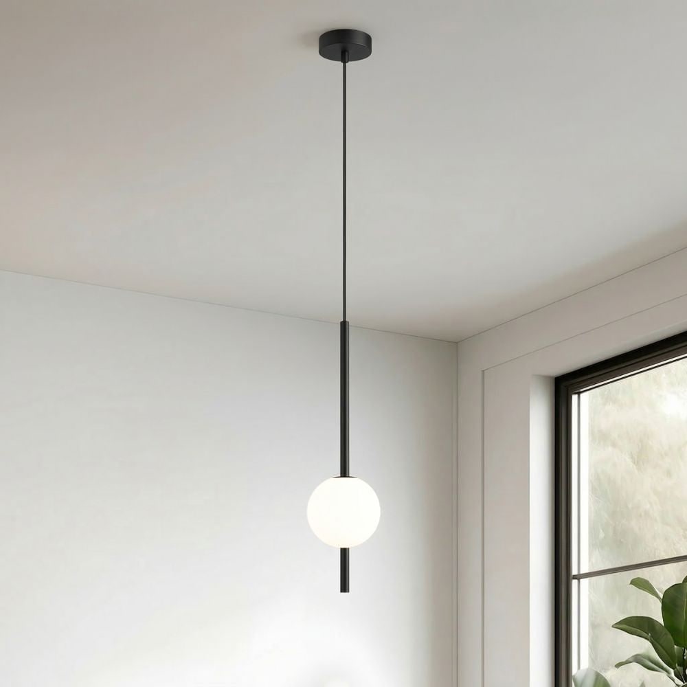 Pendant Light with Frosted Glass Globe and Adjustable Suspension Length - Image 25