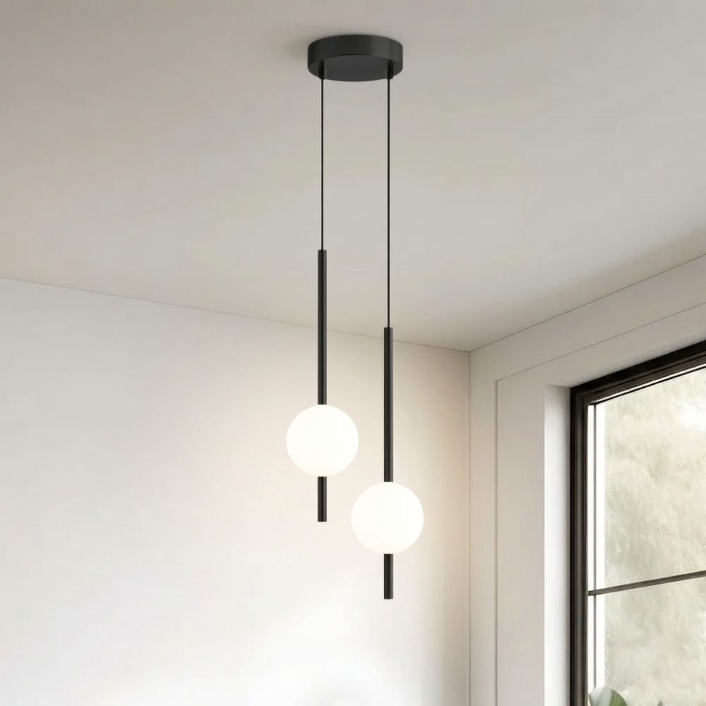 Pendant Light with Frosted Glass Globe and Adjustable Suspension Length - Image 26