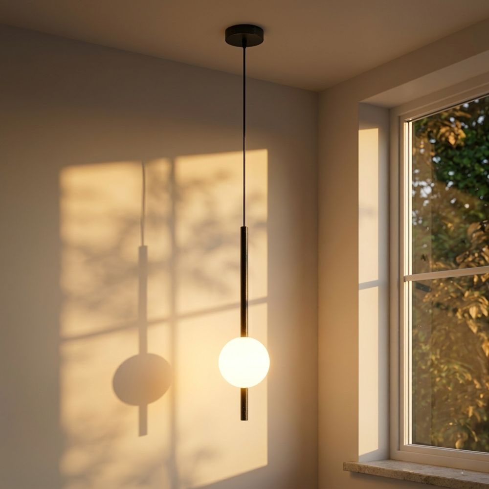 Pendant Light with Frosted Glass Globe and Adjustable Suspension Length - Image 27
