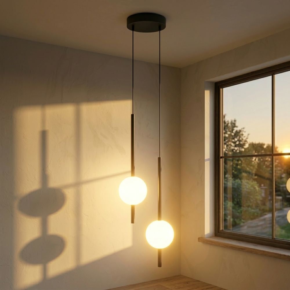 Pendant Light with Frosted Glass Globe and Adjustable Suspension Length - Image 29