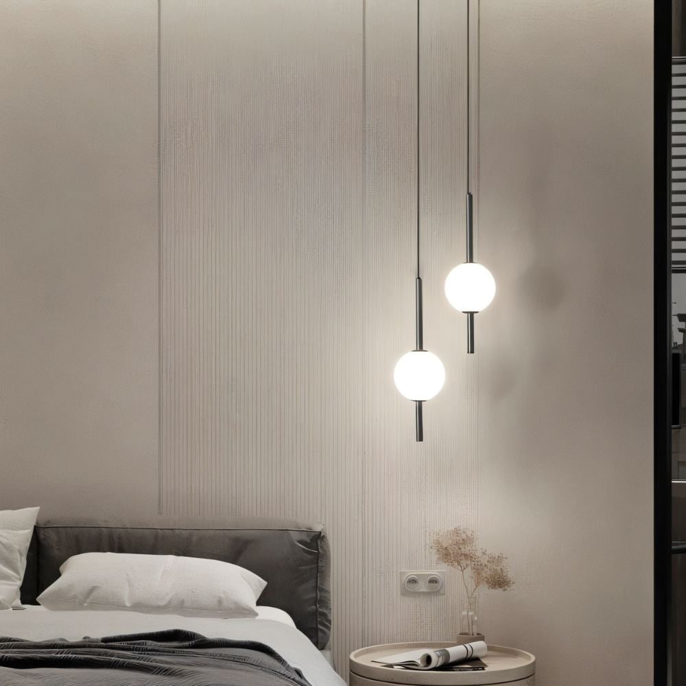 Pendant Light with Frosted Glass Globe and Adjustable Suspension Length - Image 3