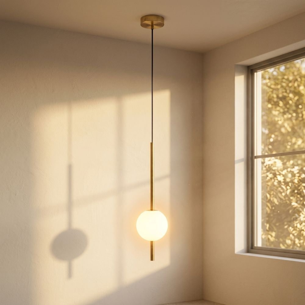 Pendant Light with Frosted Glass Globe and Adjustable Suspension Length - Image 30