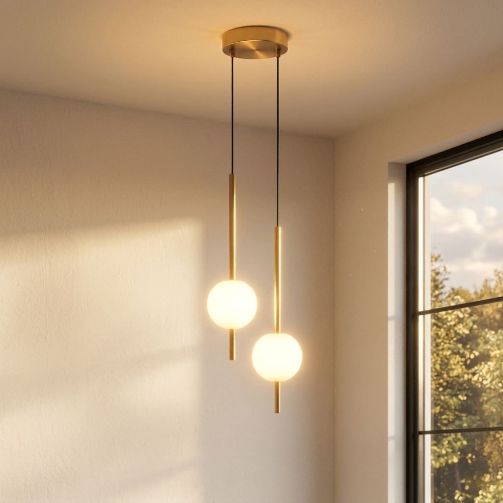 Pendant Light with Frosted Glass Globe and Adjustable Suspension Length - Image 32
