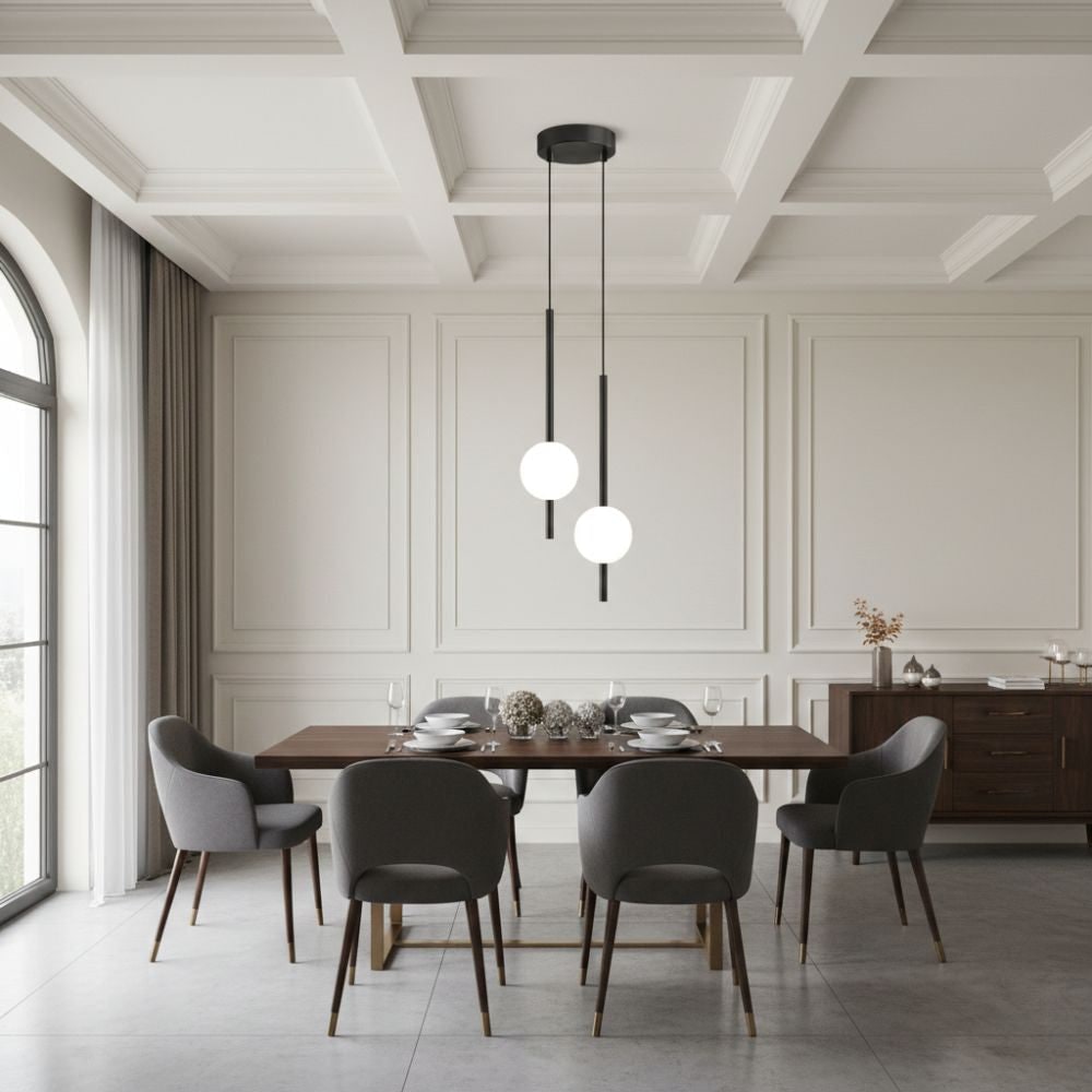 Pendant Light with Frosted Glass Globe and Adjustable Suspension Length - Image 7
