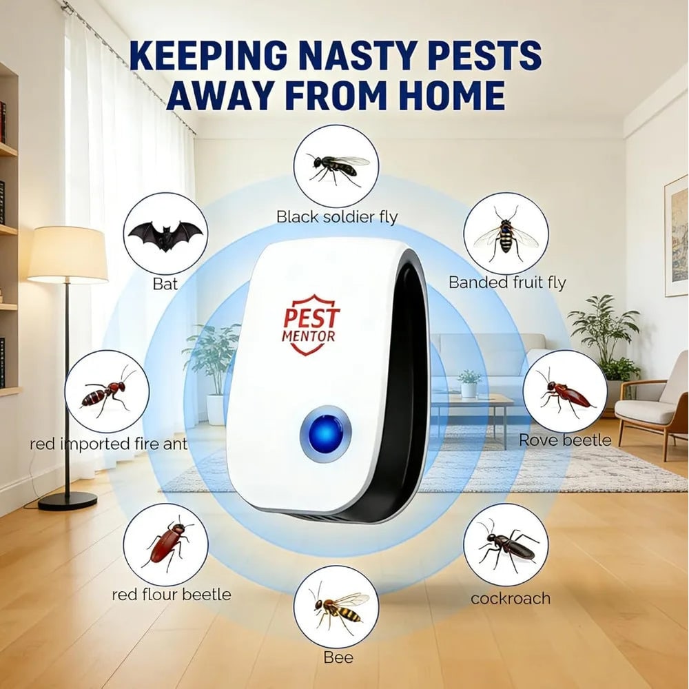 Pest Control Ultrasonic Rodent and Insect Repeller Plug-In Device with LED Indicator - Image 1