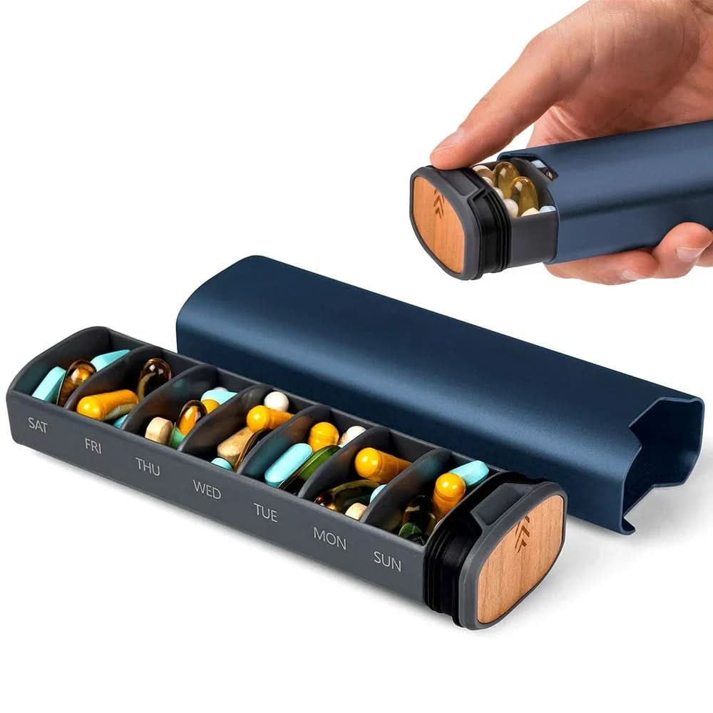 Pill Organizer with 7 Daily Compartments and Protective Sleeve for Travel - Image 3