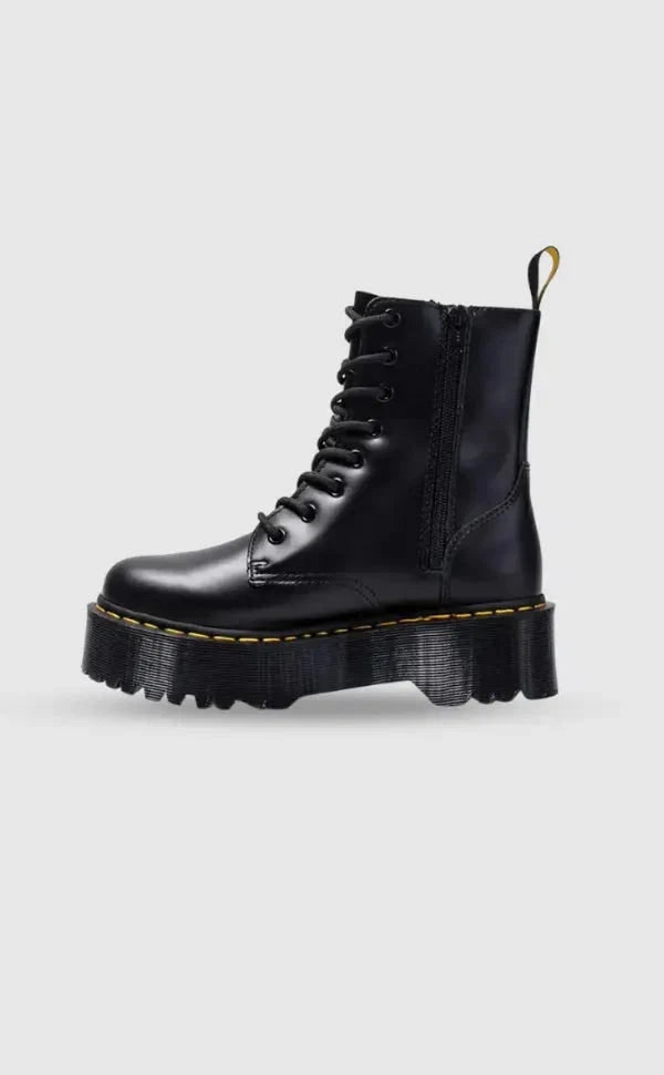 Platform Combat Boots with Lace-Up Front Side Zipper and Chunky Sole - Image 3
