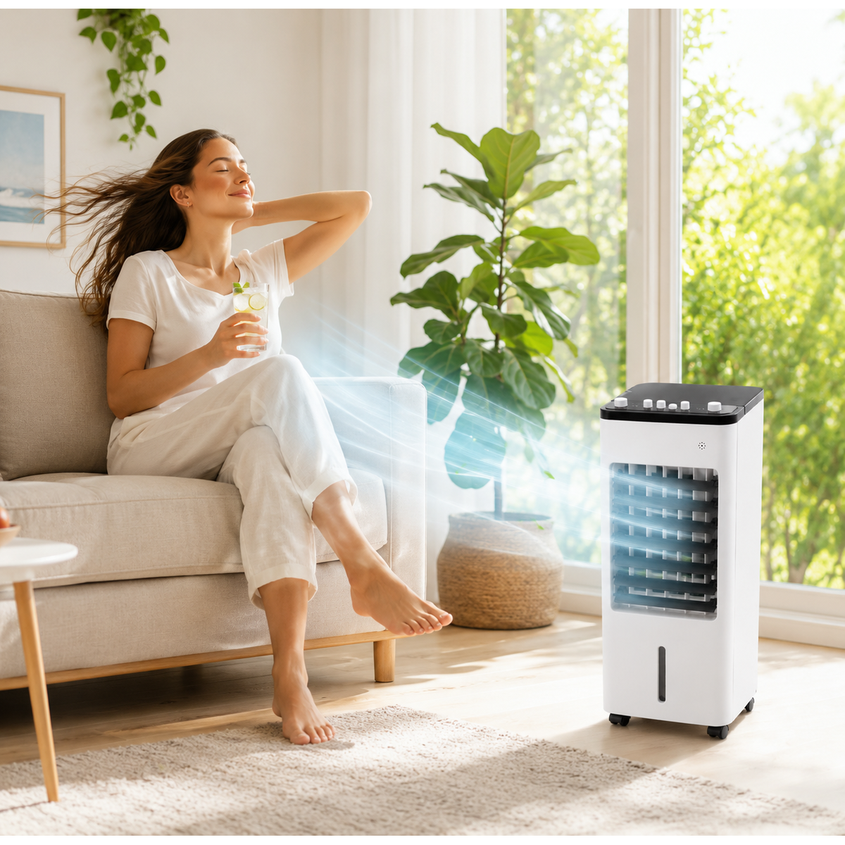 Portable Air Conditioner with Evaporative Cooler Fan and Humidifier Function - Image 2
