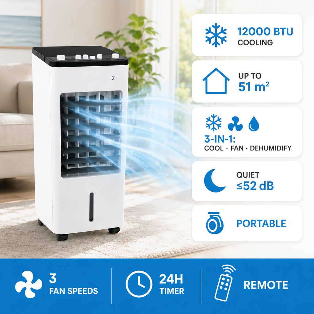 Portable Air Conditioner with Evaporative Cooler Fan and Humidifier Function - Image 4