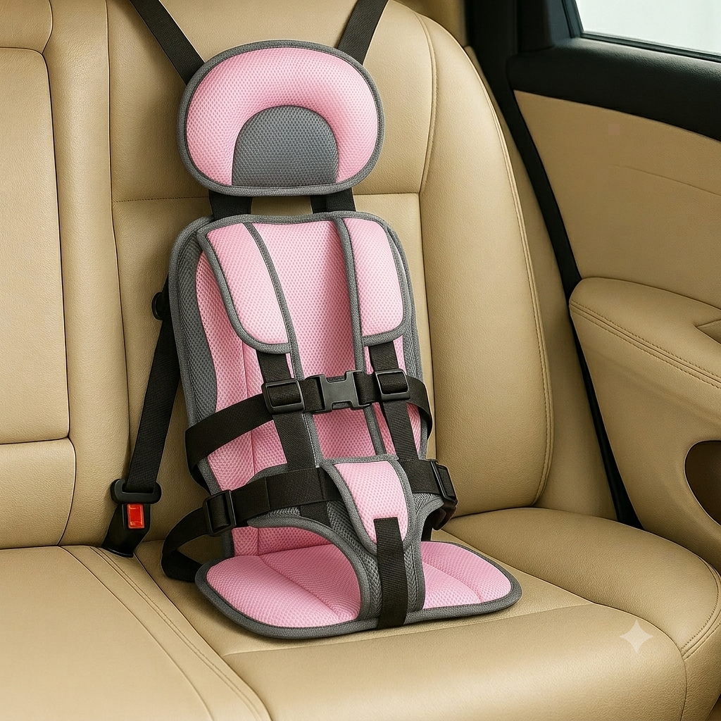 Portable Car Seat Booster with Five-Point Safety Harness and Padded Headrest for Kids - Image 6