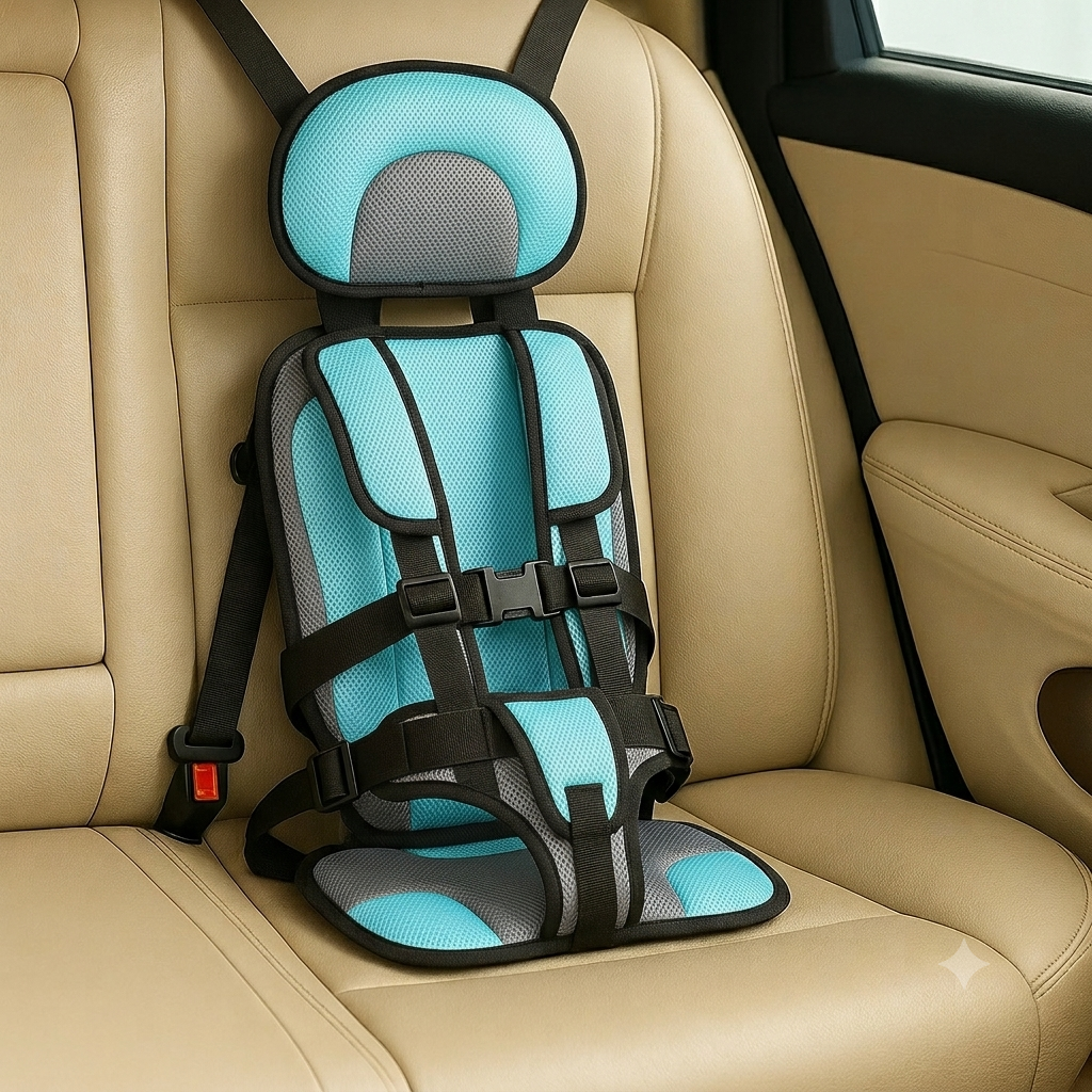 Portable Car Seat Booster with Five-Point Safety Harness and Padded Headrest for Kids - Image 9