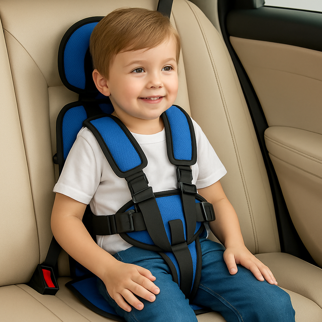 Portable Car Seat with Five-Point Harness Lightweight Travel Design and Padded Headrest - Image 1