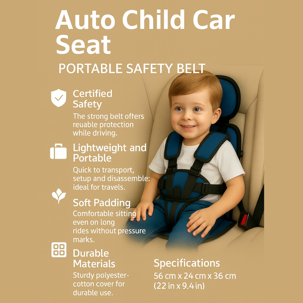Portable Car Seat with Five-Point Harness Lightweight Travel Design and Padded Headrest - Image 2