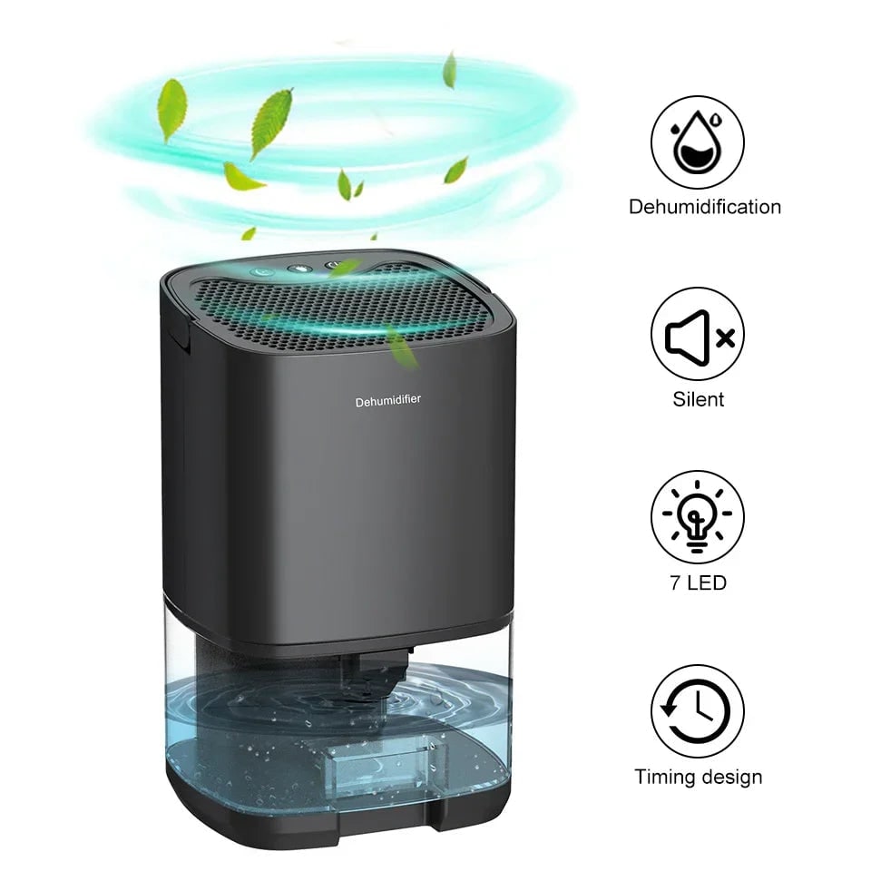 Portable Dehumidifier for Basement with 1000ml Detachable Water Tank and Drain Hose - Image 4
