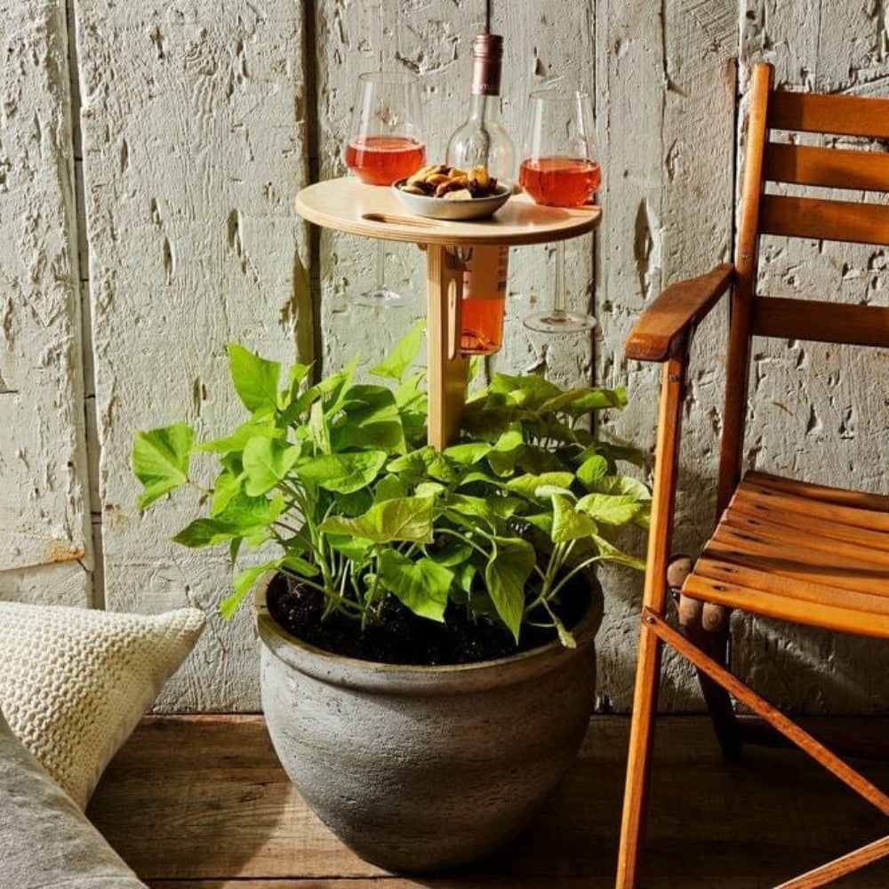 Portable Folding Picnic Wine Table with Bottle Holder and Glass Slots - Image 2
