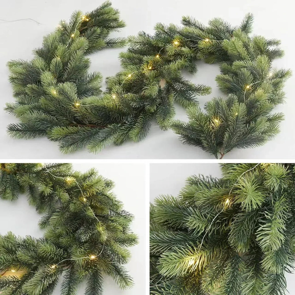 Pre-Lit Christmas Garland with 50 Warm LED Lights Battery Operated Indoor Holiday Decoration - Image 11