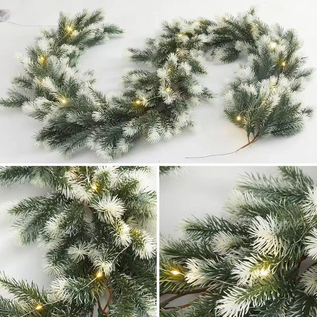 Pre-Lit Christmas Garland with 50 Warm LED Lights Battery Operated Indoor Holiday Decoration - Image 7