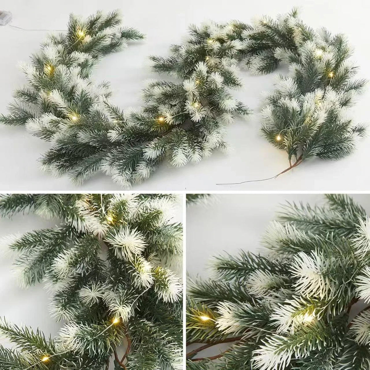 Pre-Lit Christmas Garland with 50 Warm LED Lights Battery Operated Indoor Holiday Decoration - Image 7