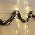 Pre-Lit Tinsel Garland with LED Lights Frosted Tips Bows - Image 8
