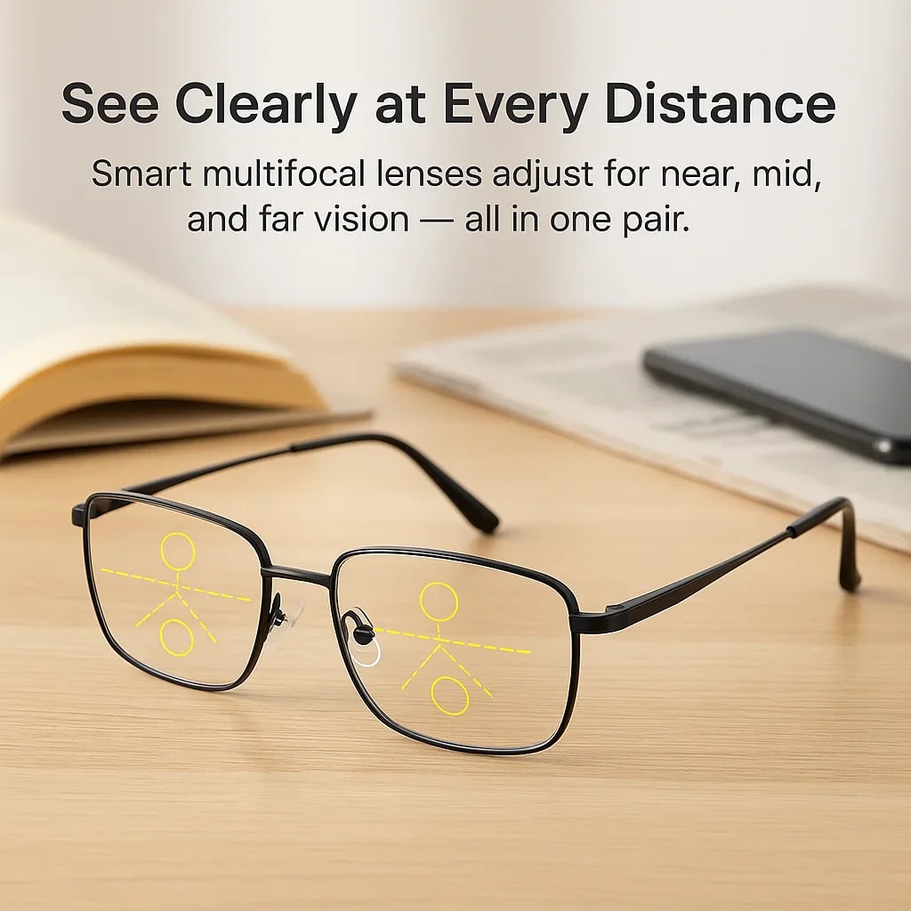 Progressive Reading Glasses with Lightweight Metal Frame and Multifocal Lenses - Image 3