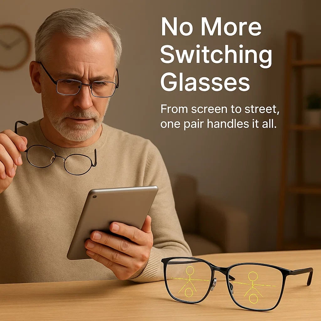 Progressive Reading Glasses with Lightweight Metal Frame and Multifocal Lenses - Image 4