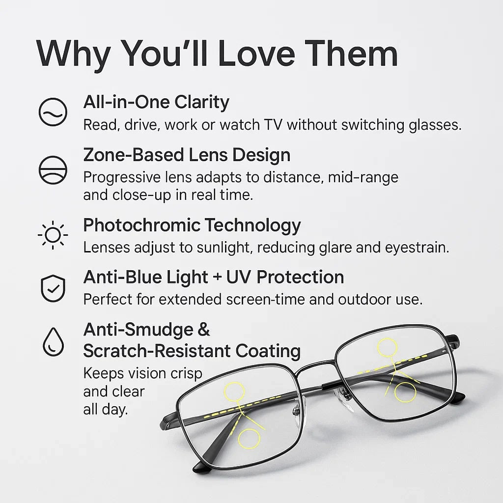 Progressive Reading Glasses with Lightweight Metal Frame and Multifocal Lenses - Image 5
