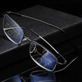 Progressive Reading Glasses with Multifocal Lens Anti-Glare Coating Half-Rimless Metal Frame - Image 1
