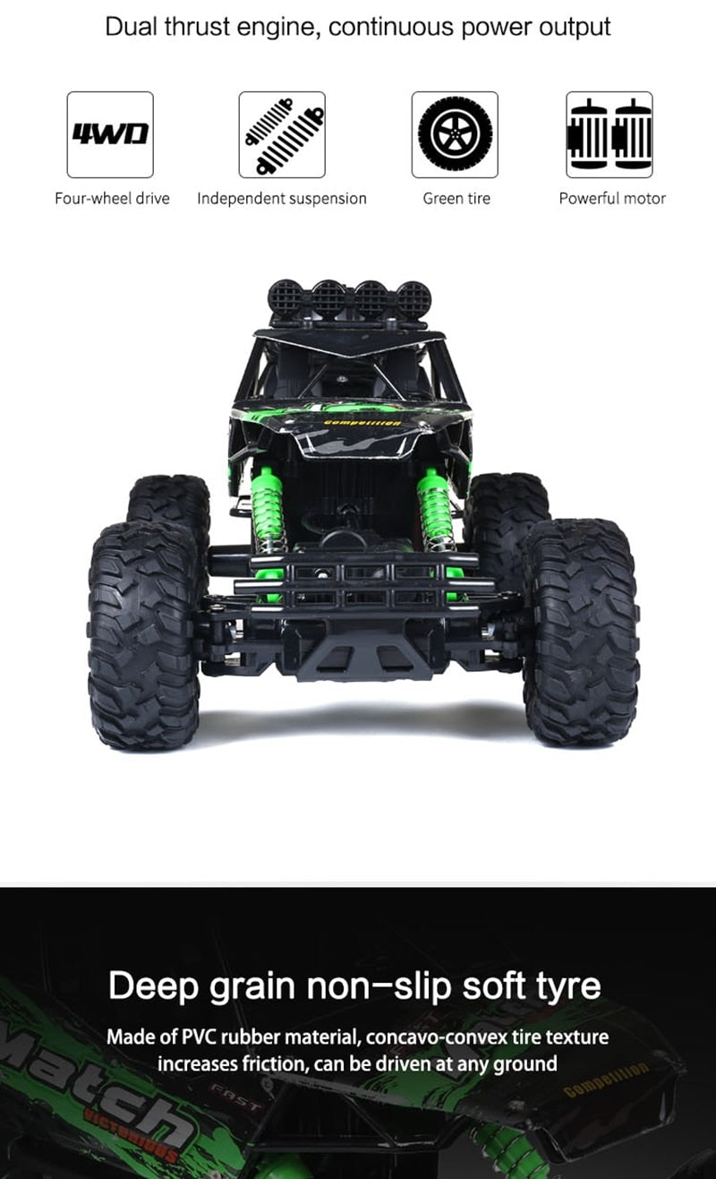 Rc Rock Crawler 4x4 Remote Control Monster Truck with Suspension and Roll Cage - Image 10