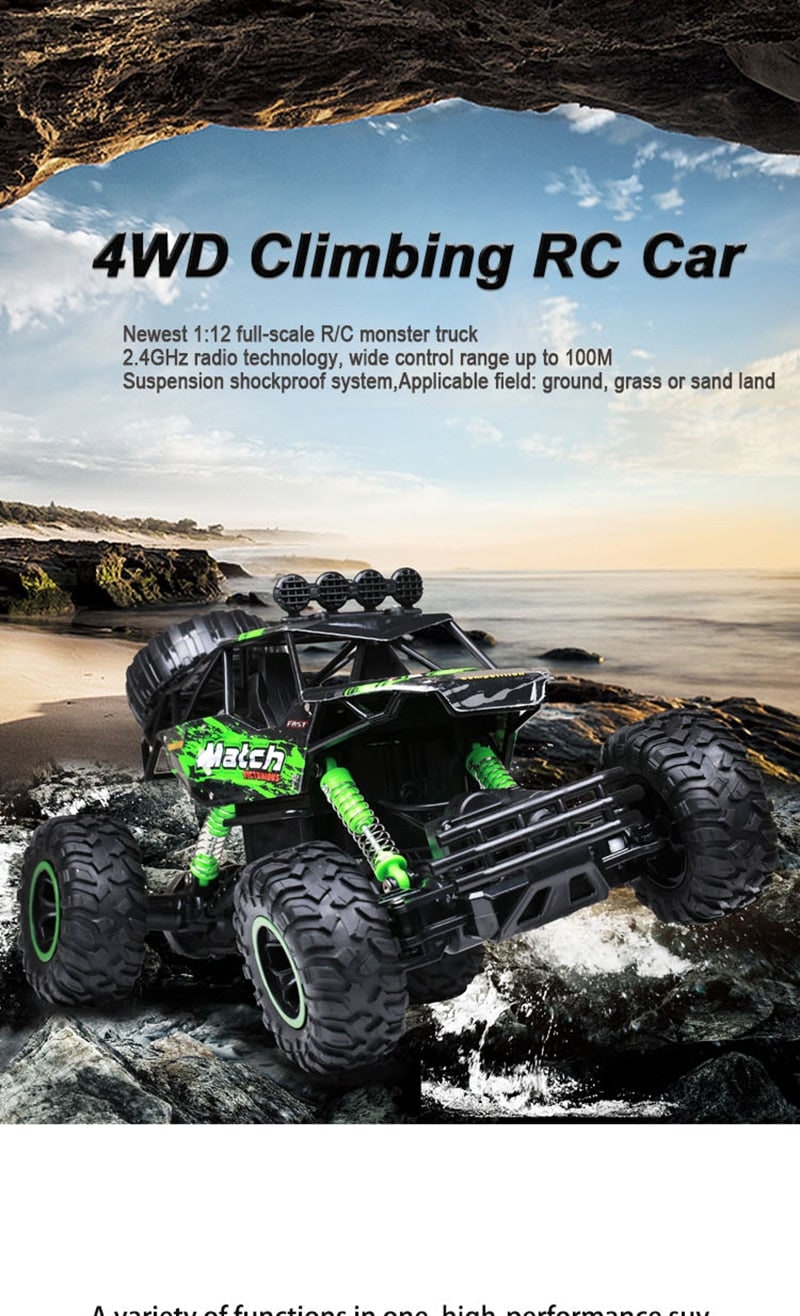 Rc Rock Crawler 4x4 Remote Control Monster Truck with Suspension and Roll Cage - Image 4
