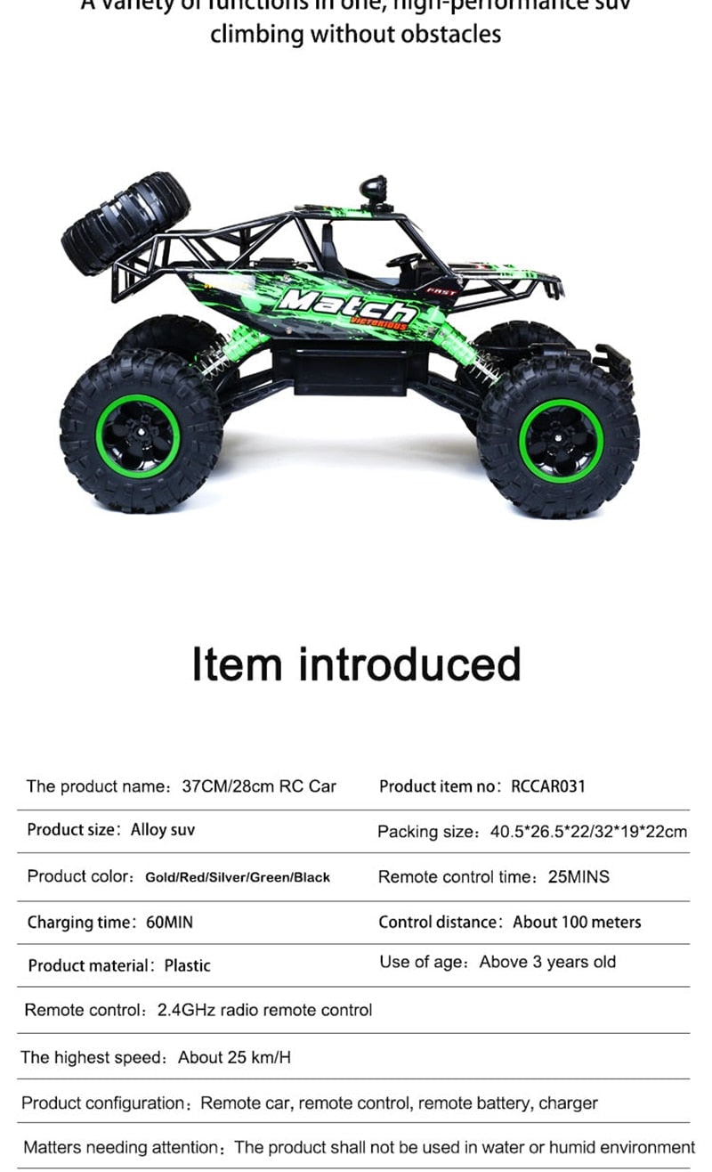Rc Rock Crawler 4x4 Remote Control Monster Truck with Suspension and Roll Cage - Image 5