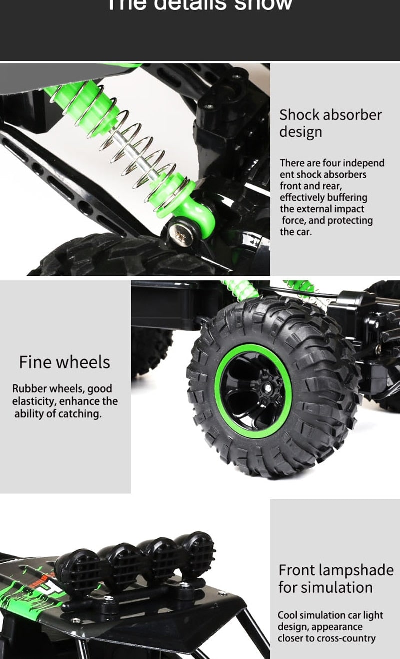 Rc Rock Crawler 4x4 Remote Control Monster Truck with Suspension and Roll Cage - Image 8