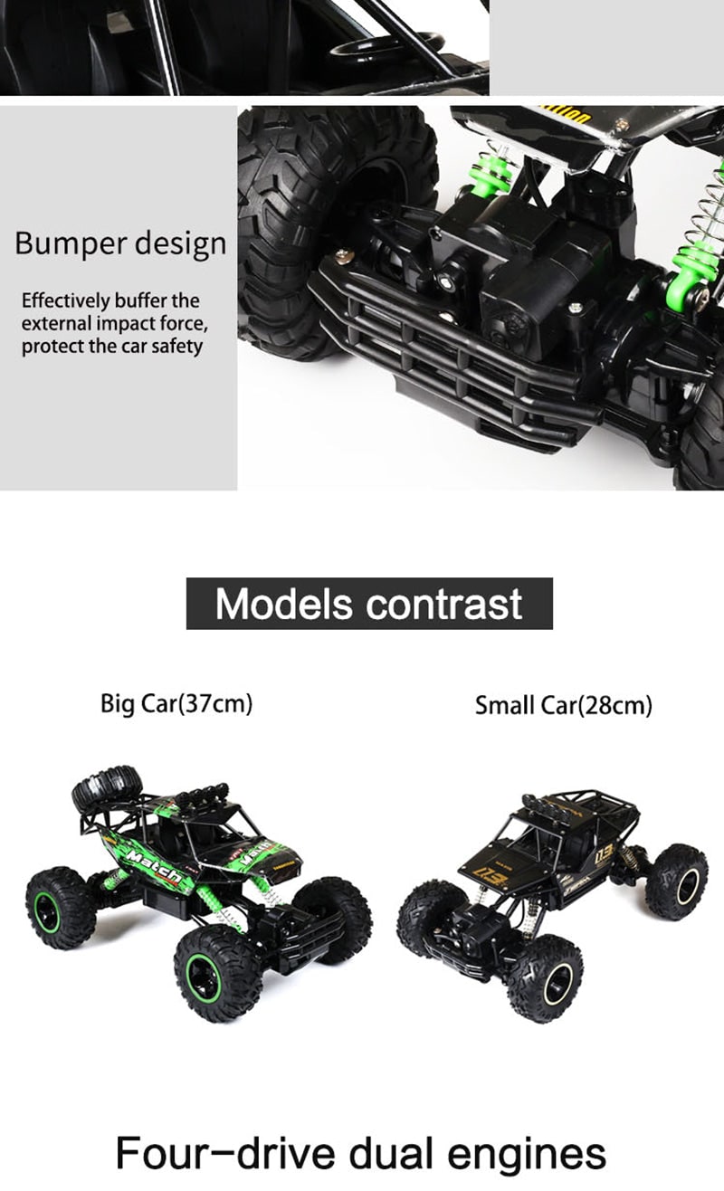 Rc Rock Crawler 4x4 Remote Control Monster Truck with Suspension and Roll Cage - Image 9