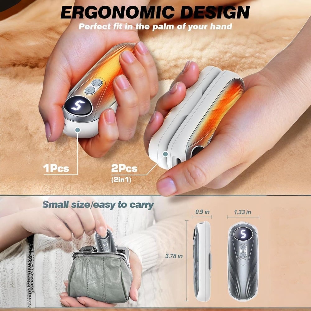 Rechargeable Hand Warmers with LED Display Five Heat Settings Set of 2 Portable Pocket Heaters - Image 13