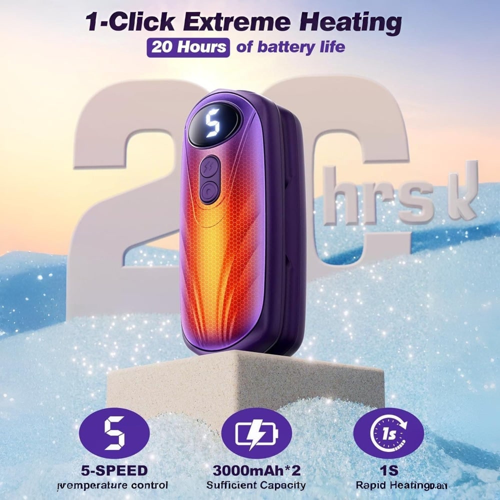 Rechargeable Hand Warmers with LED Display Five Heat Settings Set of 2 Portable Pocket Heaters - Image 17