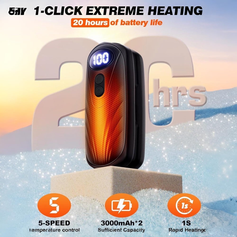 Rechargeable Hand Warmers with LED Display Five Heat Settings Set of 2 Portable Pocket Heaters - Image 5