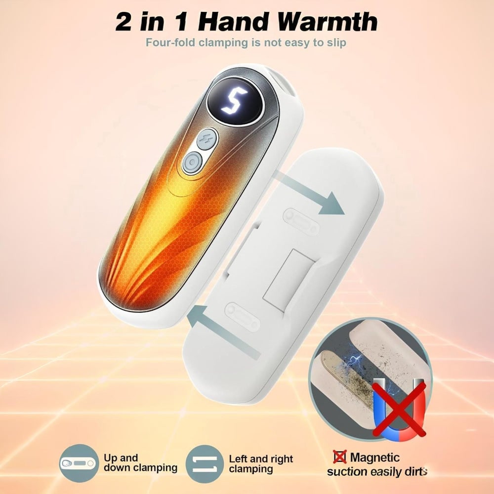 Rechargeable Hand Warmers with LED Display Five Heat Settings Set of 2 Portable Pocket Heaters - Image 8
